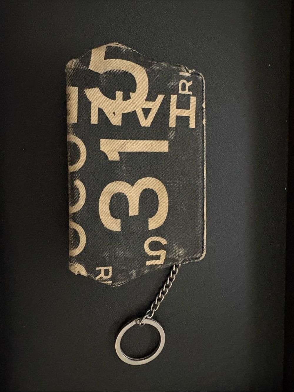 Used Preloved CHANEL Black and Beige Number Print cling bag Card Holder